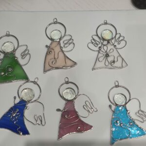 Addobbi di Natale in Tiffany altezza 8 cm. 6pz colori casuali