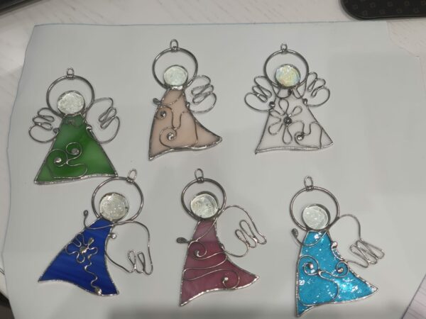 Addobbi di Natale in Tiffany altezza 8 cm. 6pz colori casuali