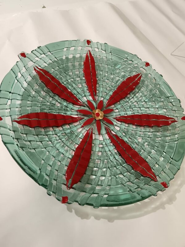 Centrotavola natalizio trasparente e rosso