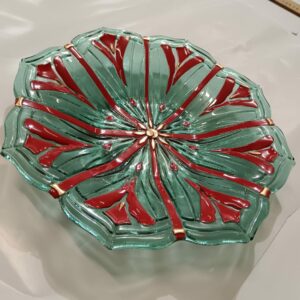 Centrotavola natalizio foglia verde e rosso