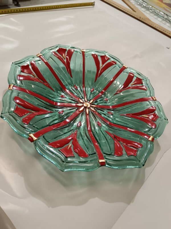 Centrotavola natalizio foglia verde e rosso